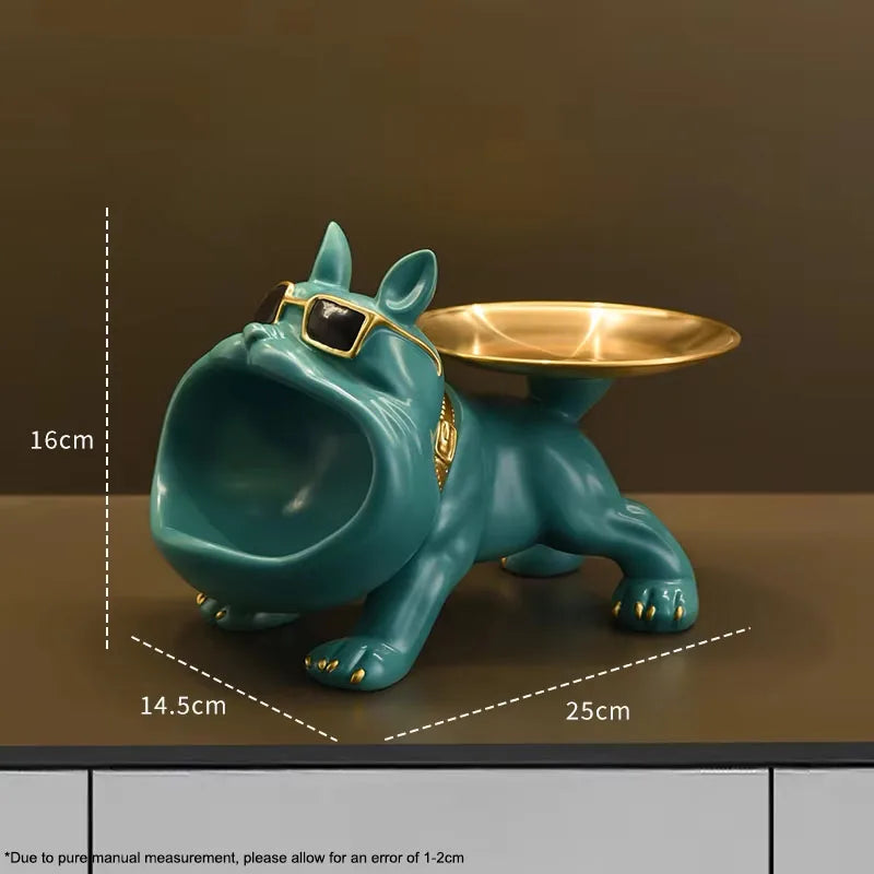Resin Bulldog Statue Storage Tray