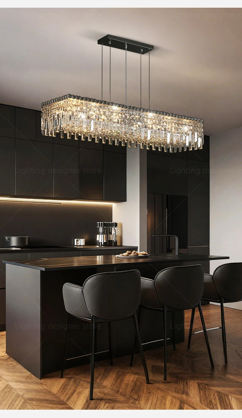 Pendant Lamp for Kitchen Over the Table Nordic Luxury Dining Room Crystal Chandelier Indoor Kitchen Island Crystal Hanging Lamp