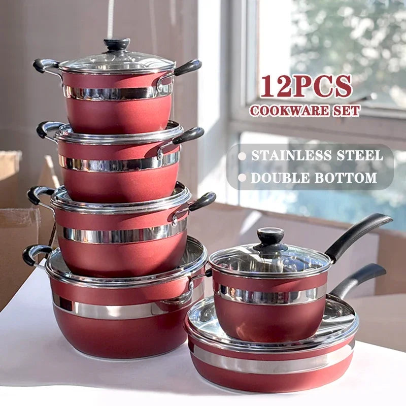12pcs Stainless Steel Cookware Set