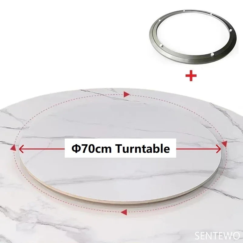 Designer Luxury round dinning Marble Rock Slab dining table set 6 chairs mesa comedor sillas furniture Stainless steel gold base