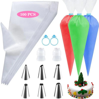 Silicone Piping Bags and Tips Set Cake DIY Decorating Kit with Stainless Steel Nozzle Reusable Silicone Pastry Baking tool
