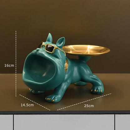 Resin Bulldog Statue Storage Tray