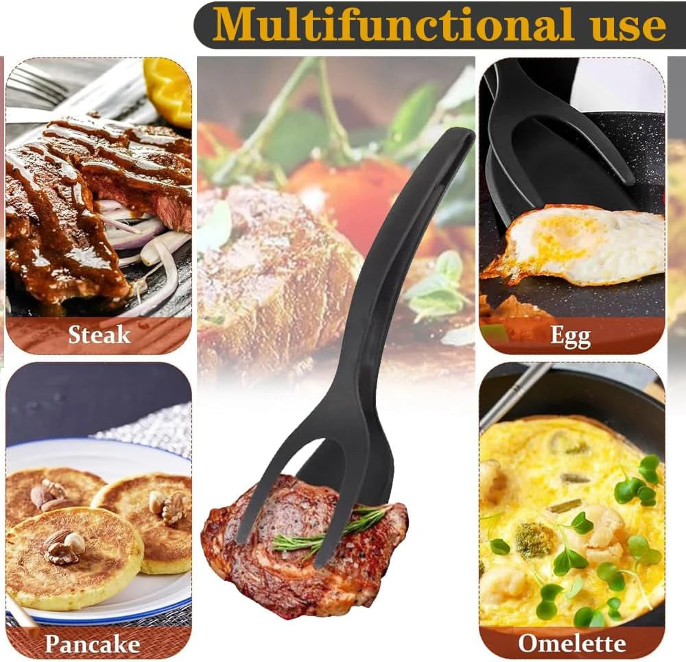 2-in-1 Spatula Tongs Nonstick Egg Flipper