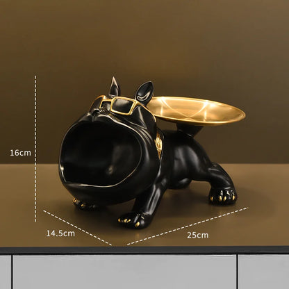 Resin Bulldog Statue Storage Tray