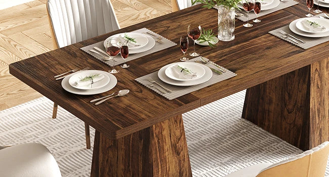 LITTLE TREE Dining Table for 6 People,Rectangle Table with Heavy Duty Legs, Modern Dining Table for Kitchen, Dining Room