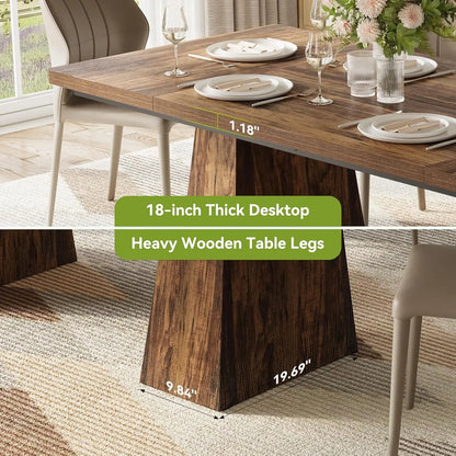 LITTLE TREE Dining Table for 6 People,Rectangle Table with Heavy Duty Legs, Modern Dining Table for Kitchen, Dining Room
