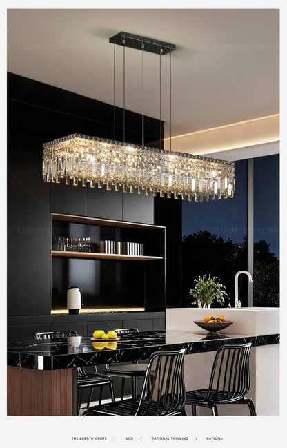 Pendant Lamp for Kitchen Over the Table Nordic Luxury Dining Room Crystal Chandelier Indoor Kitchen Island Crystal Hanging Lamp