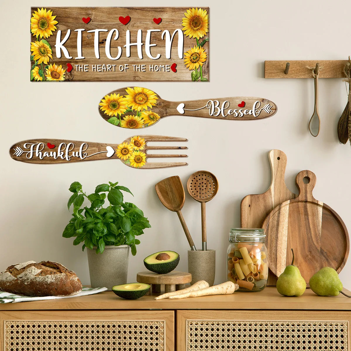 Creative Romantic Sunflower Kitchenware Self Adhesive Removable PVC Wall Stickers Room Kitchen Living Room Decoration Stickers