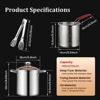 304 Stainless Steel Deep Fryer Pot