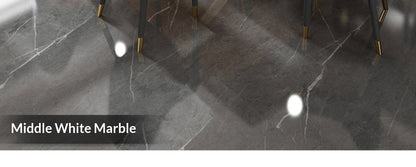 Marble Dining Table with Gold Metal Frame, Elegant Household Furniture for Dining Room & Guest Room.