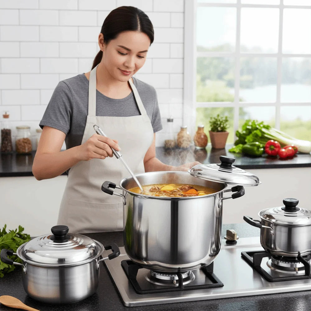 5pcs Stainless Steel Stock Pot Set