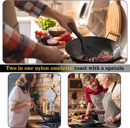 2-in-1 Spatula Tongs Nonstick Egg Flipper