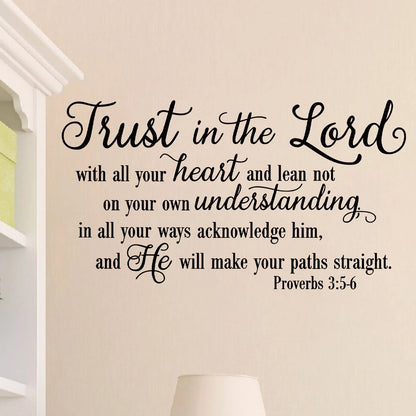 Scripture“Trust in the Lord With All Your Heart”Art Wall Stickers for Kids Room Bedroom Nursery Home Decoration Wall Decal