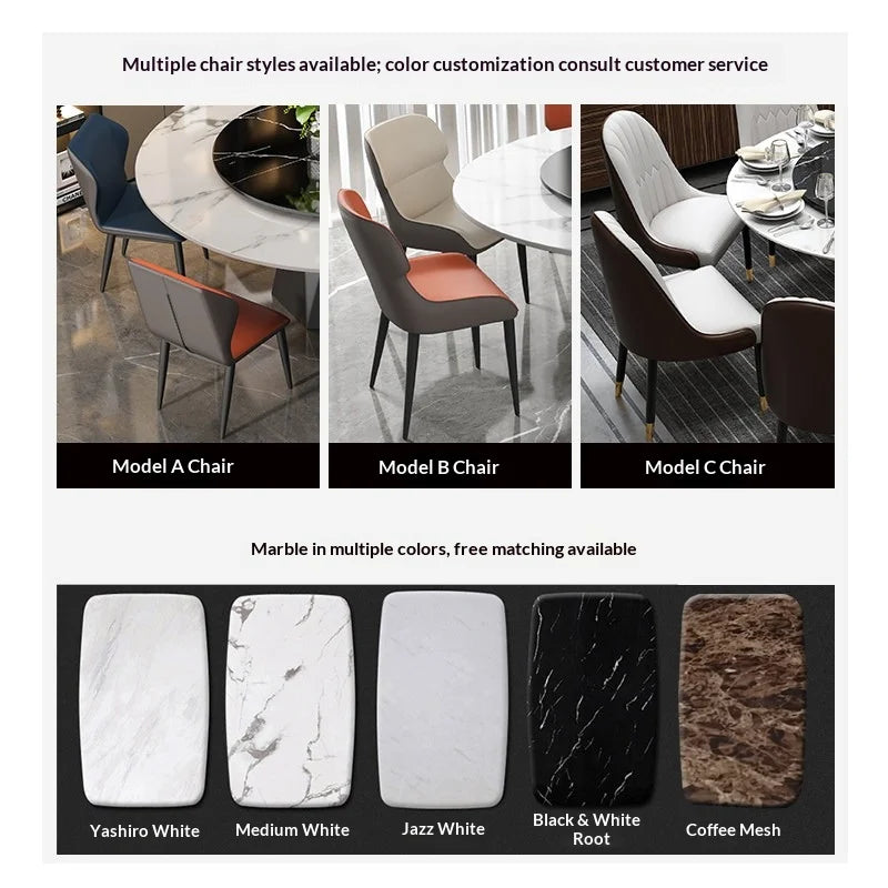 Marble Dining Table with Gold Metal Frame, Elegant Household Furniture for Dining Room & Guest Room.