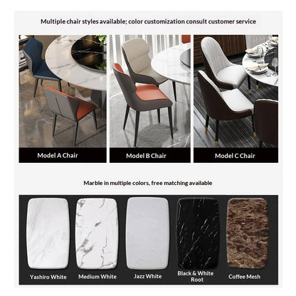 Marble Dining Table with Gold Metal Frame, Elegant Household Furniture for Dining Room & Guest Room.