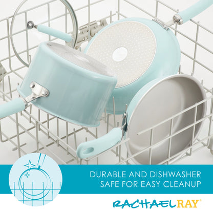 Rachael Ray Create 13 Piece Delicious Aluminum Nonstick Pots and Pans, Light Blue