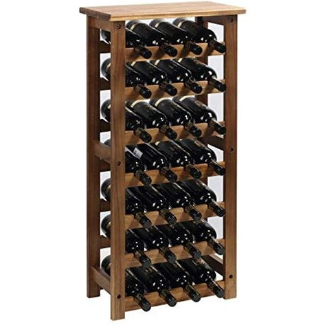 Everous Wooden 7-Tier Floor Wine Rack 28-Bottle Holder